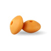 Two smooth, orange silicone lentil beads shaped like an abacus for jewelry making