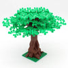 A model of a cherry blossom tree built from green LEGO-style blocks with a brown trunk and green base.