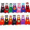 A collection of colorful superhero capes and masks for kids dress-up fun.