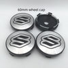 A set of 60mm Suzuki wheel cap hub center caps shown in various views.