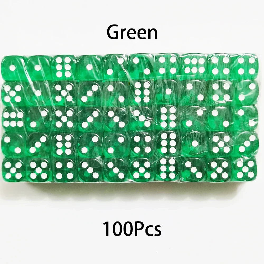 Multicolor Transparent Acrylic Dice Set – 100 Pieces