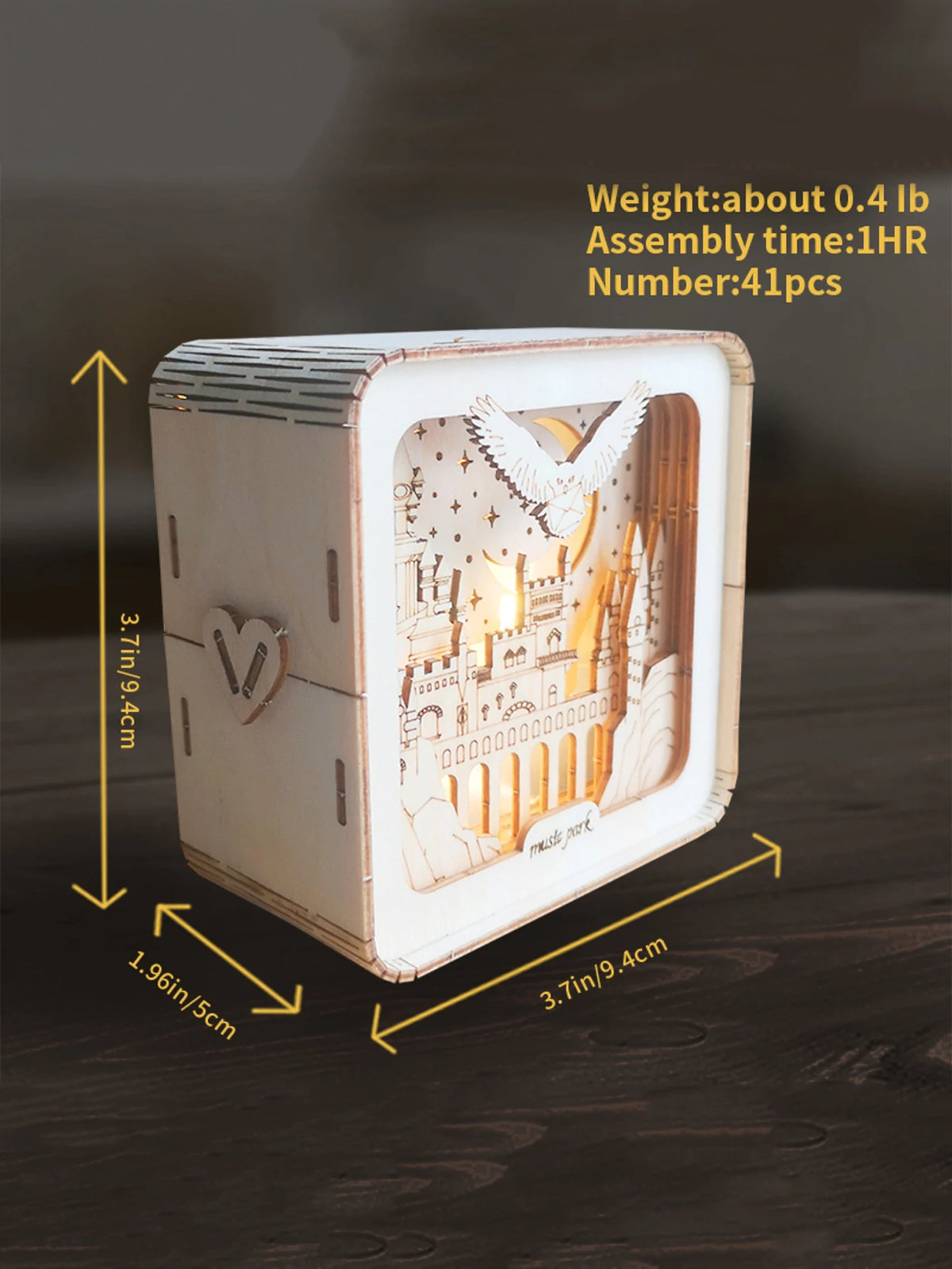 3D Wooden Castle Puzzle Night Light
