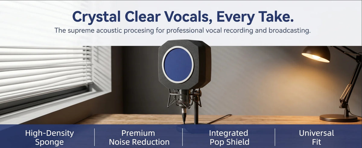 Studio Microphone Foam Isolation Shield with Pop Filter Windshield