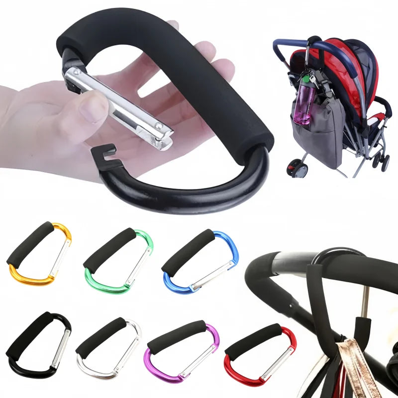 Heavy-Duty Aluminum Carabiner Stroller Hooks for Bags and Purses