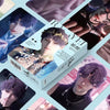 A collection of photo cards featuring male idols in various poses and outfits.