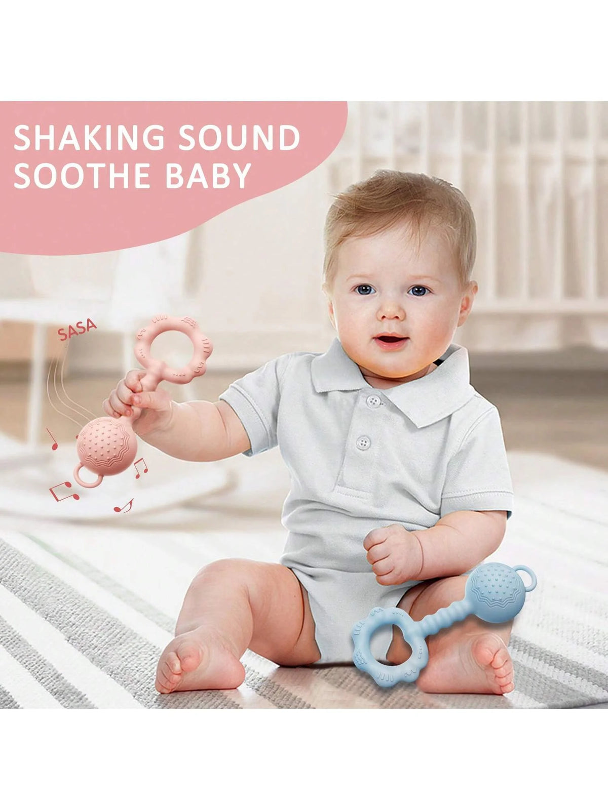 2-in-1 Silicone Rattle and Teether for Babies