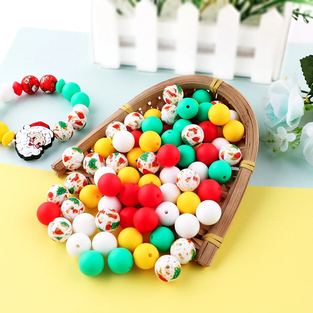 15mm Printed Silicone Beads Value Pack – 20 Pieces for DIY Jewelry & Crafts