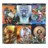 A set of twelve Zodiac Oracle cards featuring celestial imagery for each zodiac sign, including Taurus, Water, Pisces, Mercur