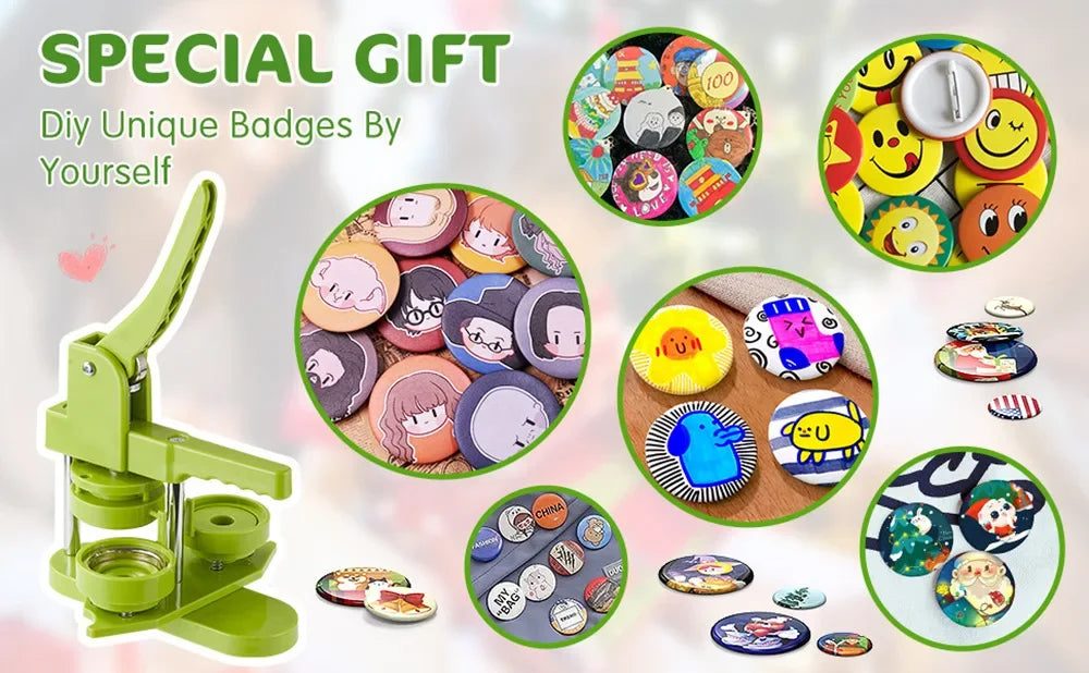 DIY Button Maker Machine Kit with Interchangeable Molds – 5 Sizes