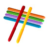 A colorful set of silicone chewing tubes for oral motor training and teething relief, arranged in a rainbow gradient.