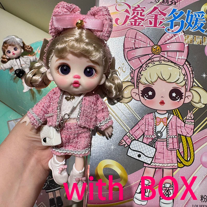Coco Elegant Girl 13cm Articulated BJD Doll with Phone Lanyard & Replaceable Eyes