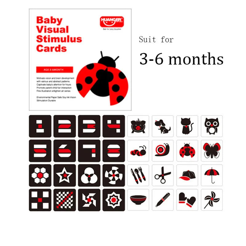 High Contrast Black and White Flash Cards for Baby Visual Development