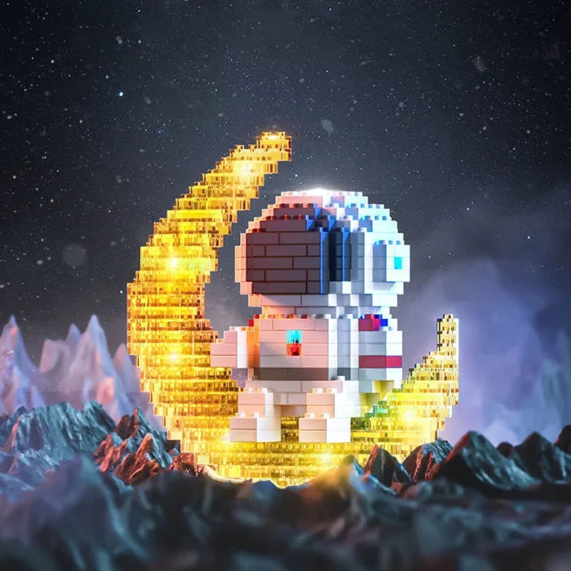 Luminous Astronaut Moon Building Blocks Set with LED Light Technology