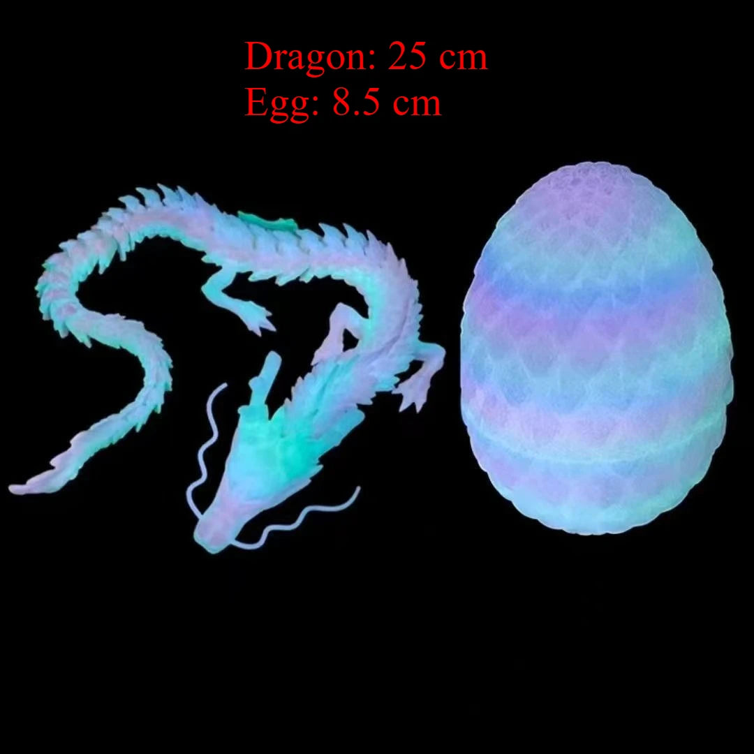 Articulated Dragon Figurine with Egg Display