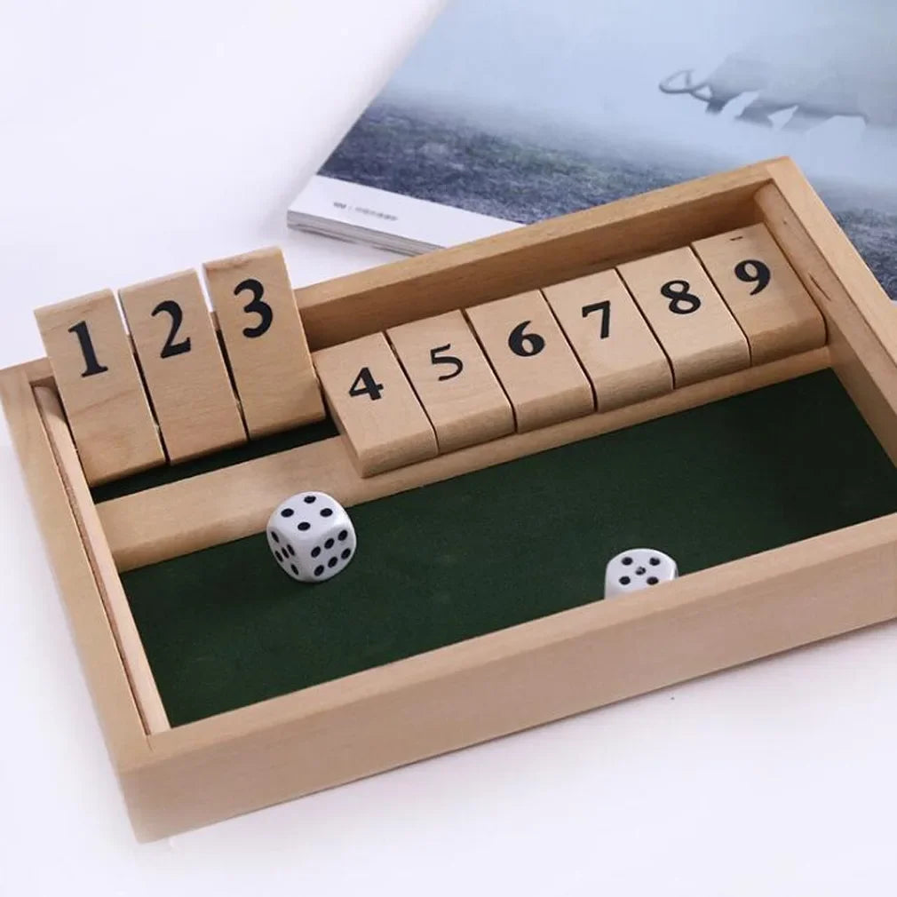 Wooden Shut the Box Dice Game for Family Fun