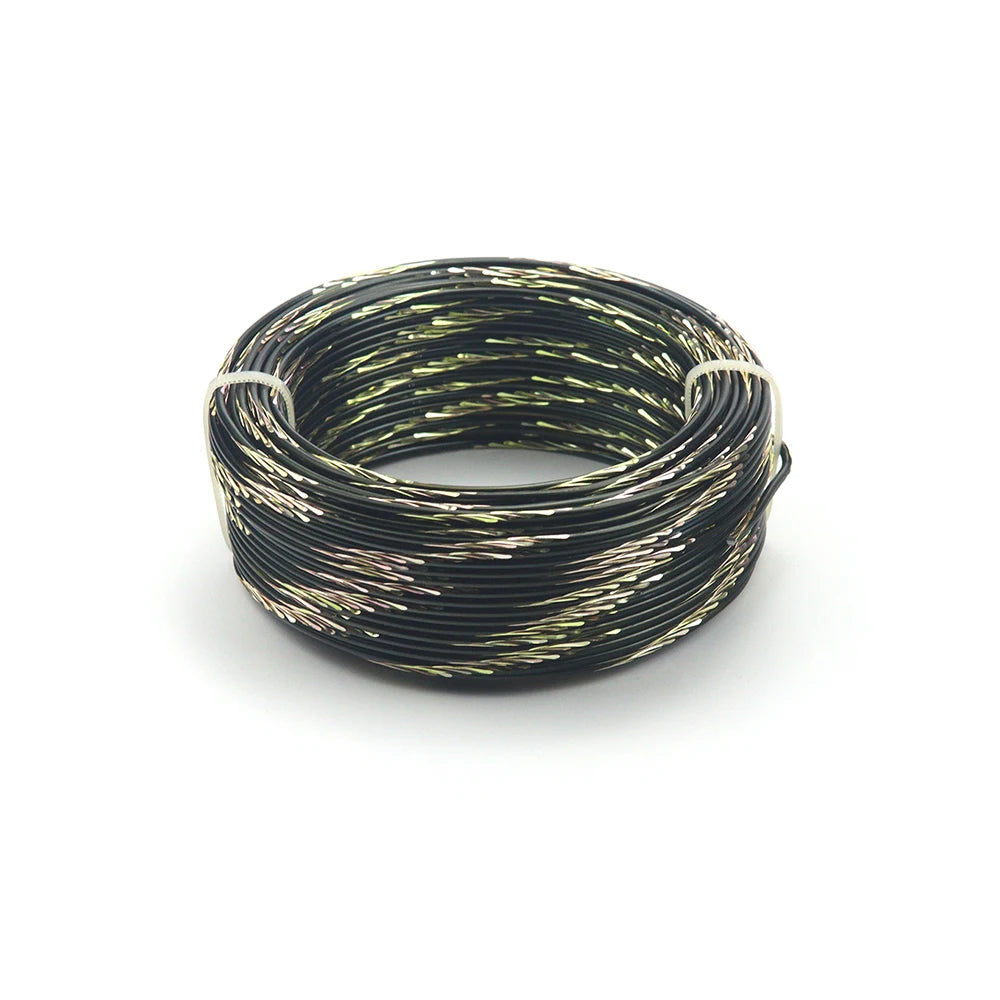 A coil of flexible black and gold aluminum craft wire for jewelry making and DIY projects.