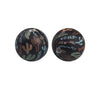 Two dark silicone beads with a natural pattern of green and brown cacti designs.