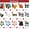 A set of polyhedral dice including a storage bag and various Halloween themed dice.