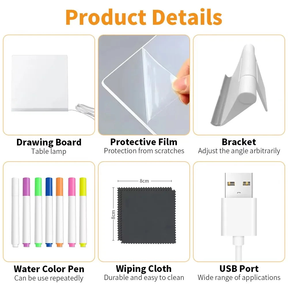 LED Light-Up Acrylic Message Board with Stand