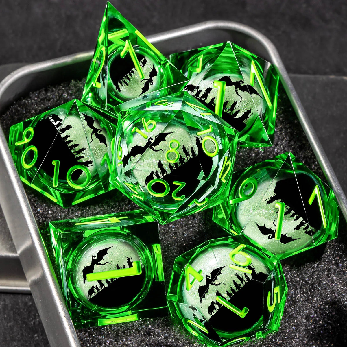 Liquid Core Polyhedral Dice Set for RPG Games