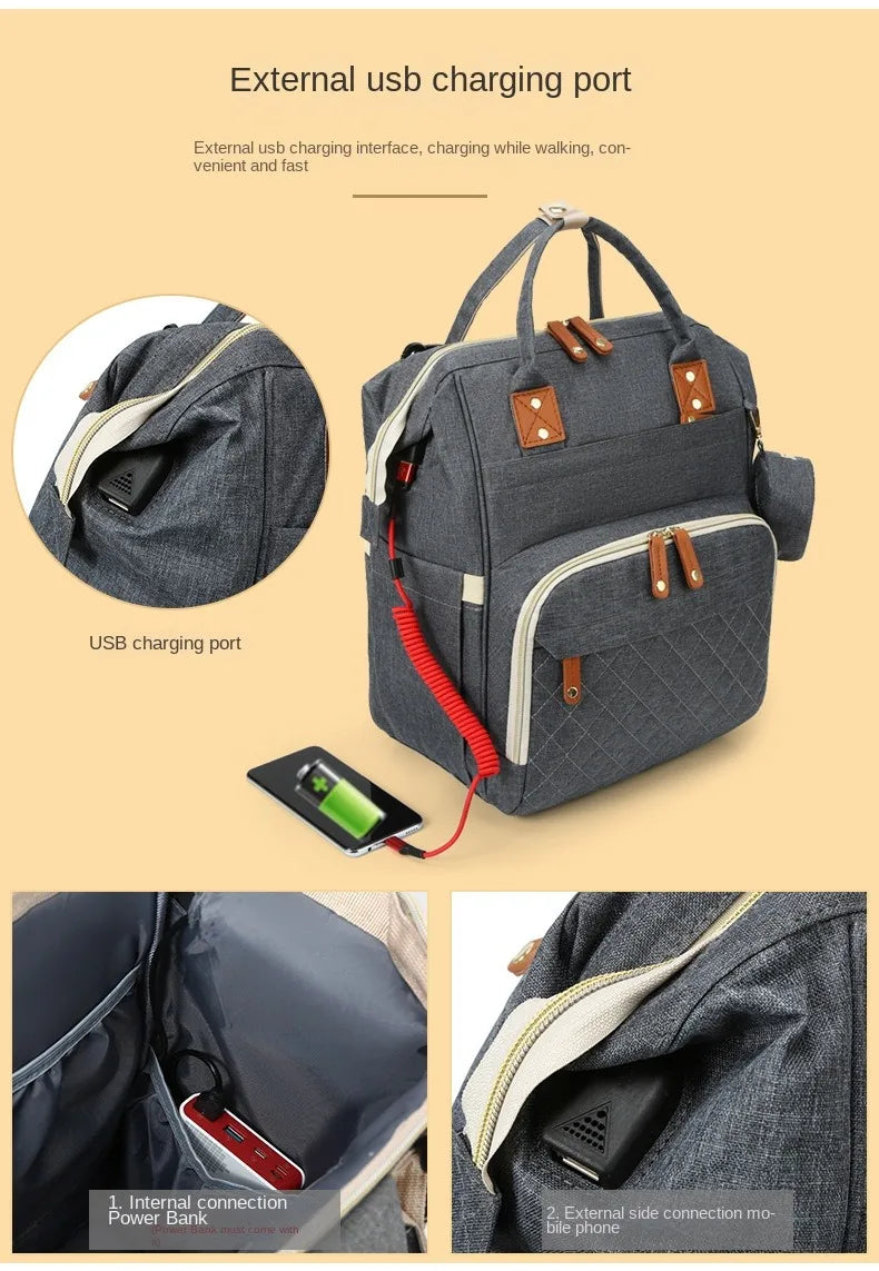 Large Waterproof Diaper Bag Backpack with Insulated Bottle Pocket