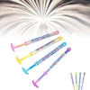 A collection of colorful water blaster toy guns and a background image of a bright light burst.