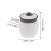 White miniature copper soup pot with a lid and spout shown against a white background.