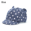 Blue baby cotton baseball cap with cute rabbit ears