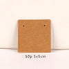 A square brown kraft paper card used for jewelry display, measuring 5x5 cm.