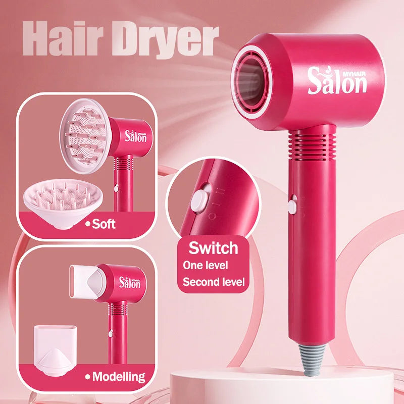 A pink Salon hair dryer and accessories set for kids' pretend play.