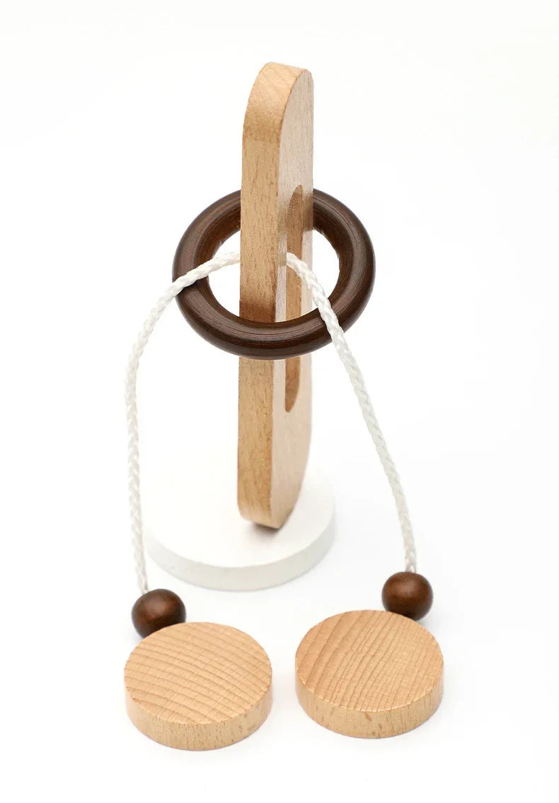 3D Wooden Interlocking Ring Puzzle – Brain Teaser for Kids and Adults