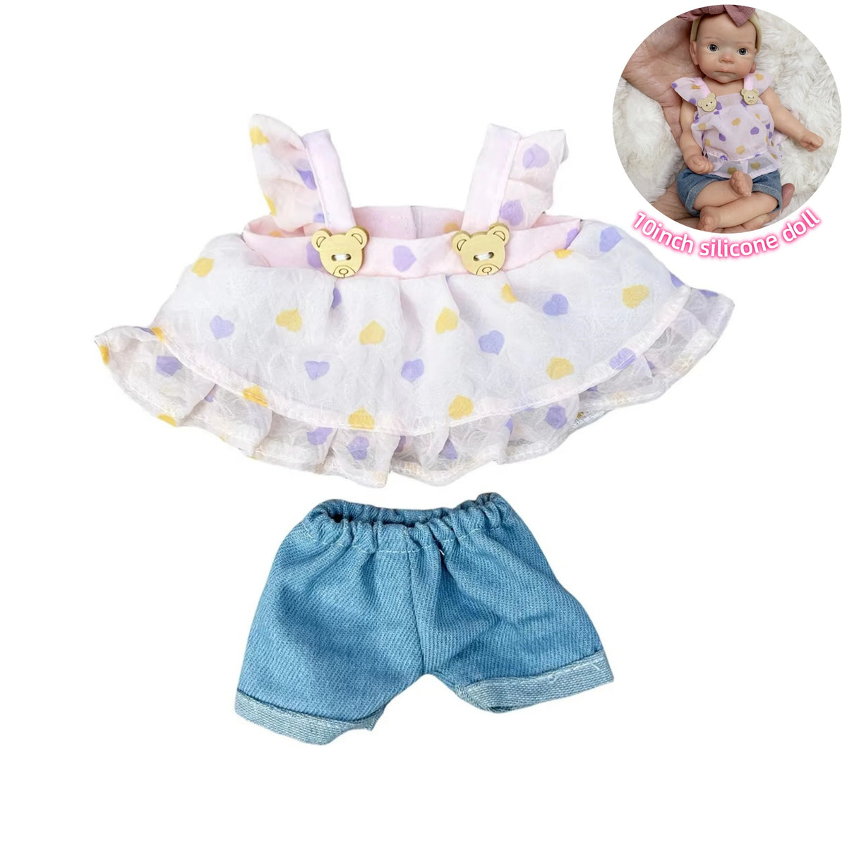 6-Piece Fashion Outfit Set for 10-Inch Reborn Dolls