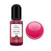A glass bottle of Rose Red pigment with a black cap and a pink round pigment disk.