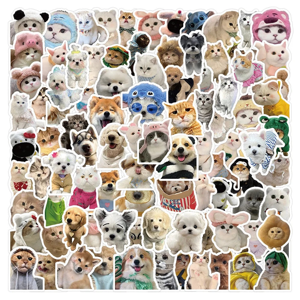 A collection of 200 cute animal stickers featuring various breeds and types of pets.