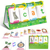Un jeu de cartes flash vertes avec la lettre C et divers mots pour l'apprentissage préscolaire
