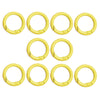 A set of ten yellow alloy snap hook keychain clips arranged in two rows.