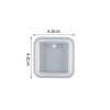 A rectangular silicone mold with rounded corners and a small circular indentation for resin jewelry making.