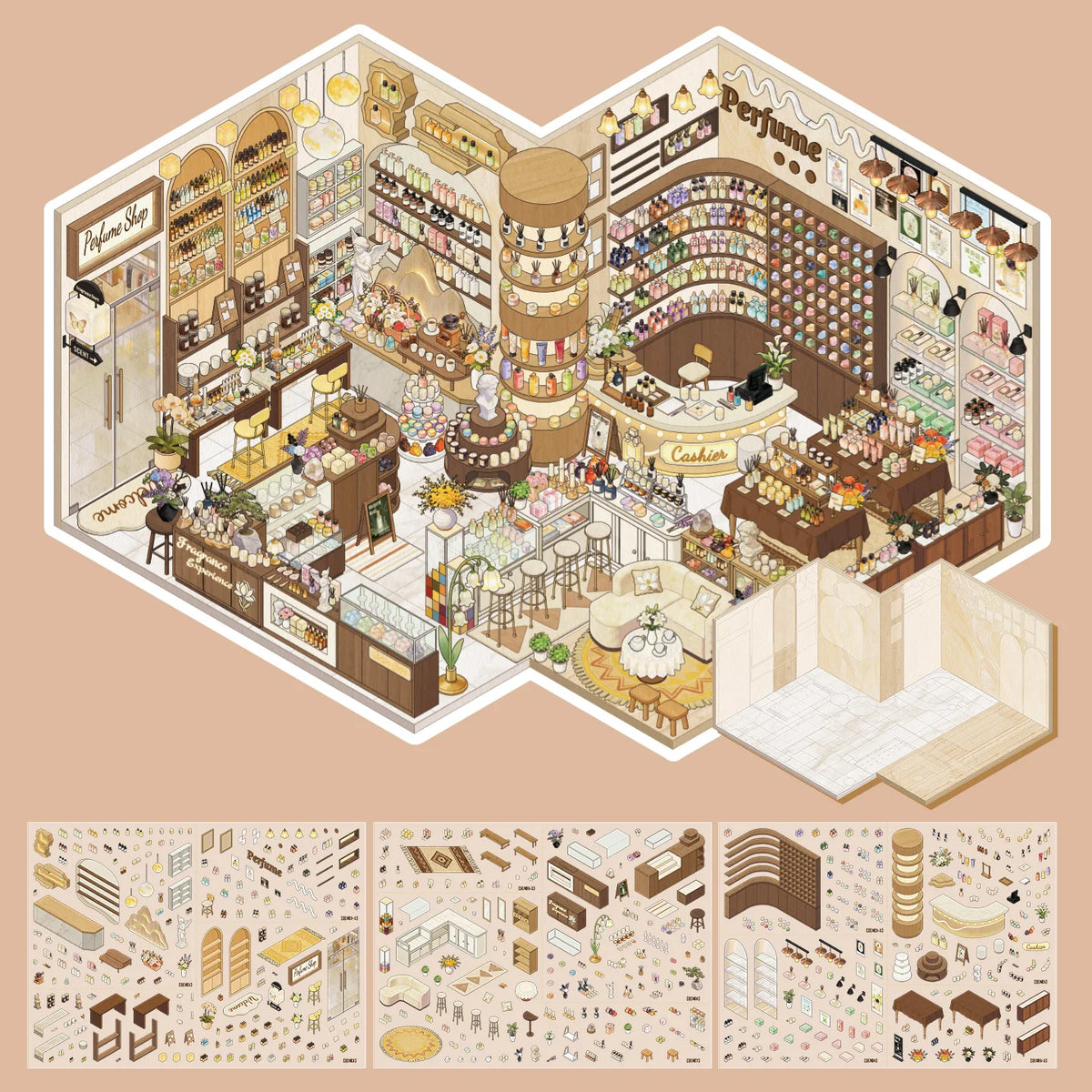3D House Scene Stickers for Scrapbooking and DIY Crafts