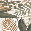 A watercolor-style painting featuring various shades of olive green, beige, and brown leaves on a light background.