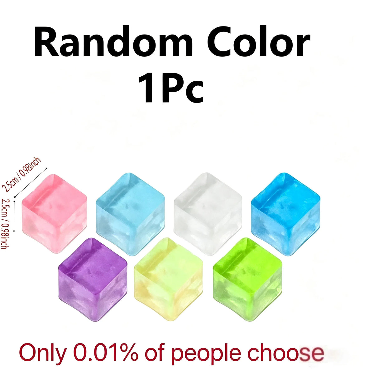 A set of five random color 1pc squishy toys in various shades of pink, blue, white, purple, and green.