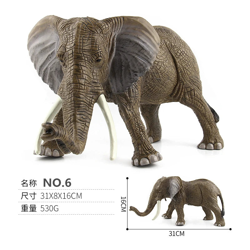 Realistic Wild Animal Figures - Leopard, Tiger, Lion, Elephant, Zebra Set