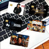 A set of decorative stickers featuring images of Michael Jackson and his music on credit cards.