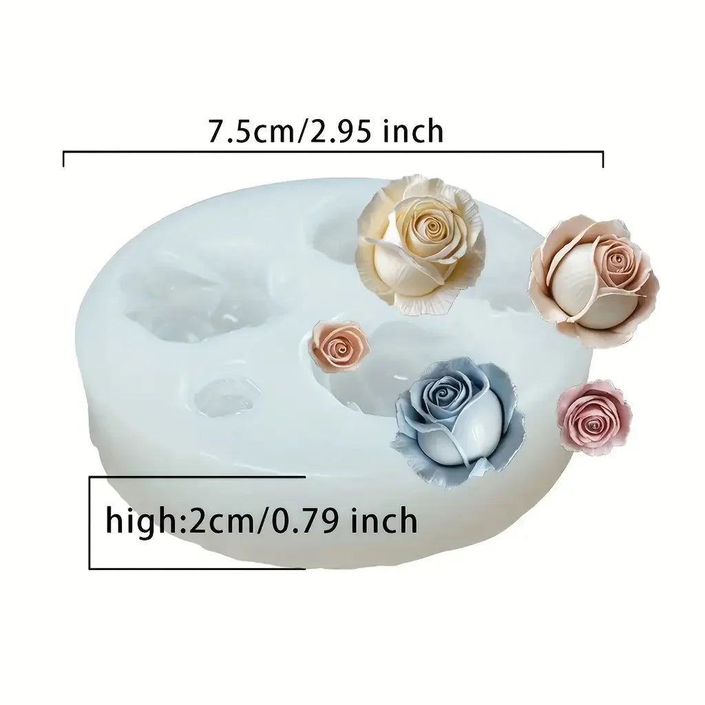 White silicone mold with floral designs for candles, soap, and clay crafts.