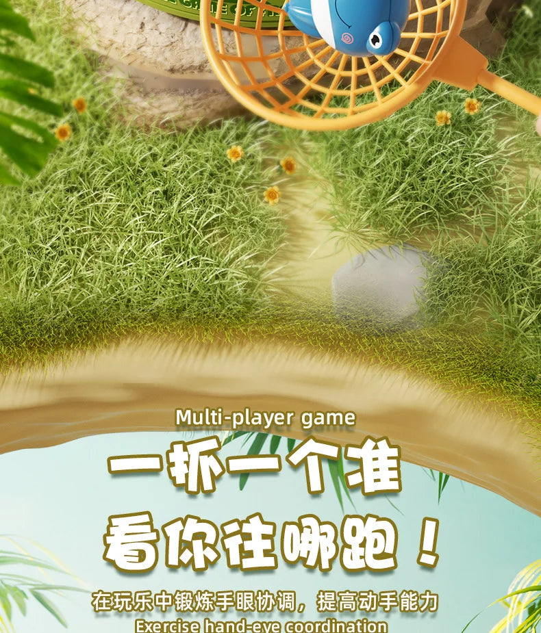 Musical Frog Catching Game with Turntable and Nets