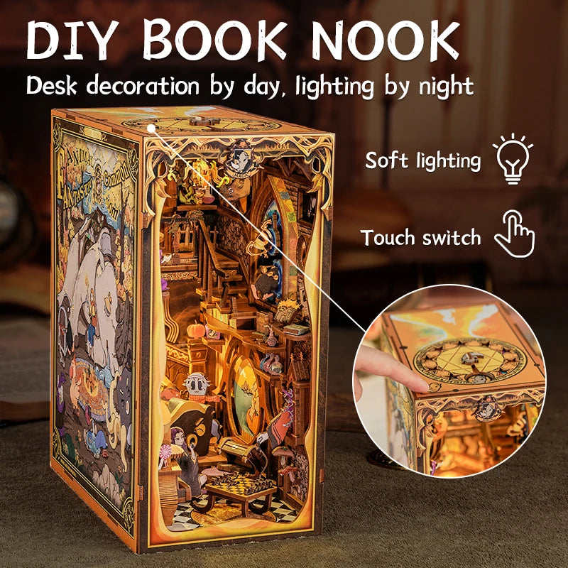 Owl Bookstore Miniature Book Nook DIY Kit with LED Lighting