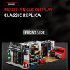Multi-angle display classic replica of a garage building blocks set featuring a front side view.