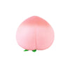 A pink peach-shaped squishy stress relief toy.