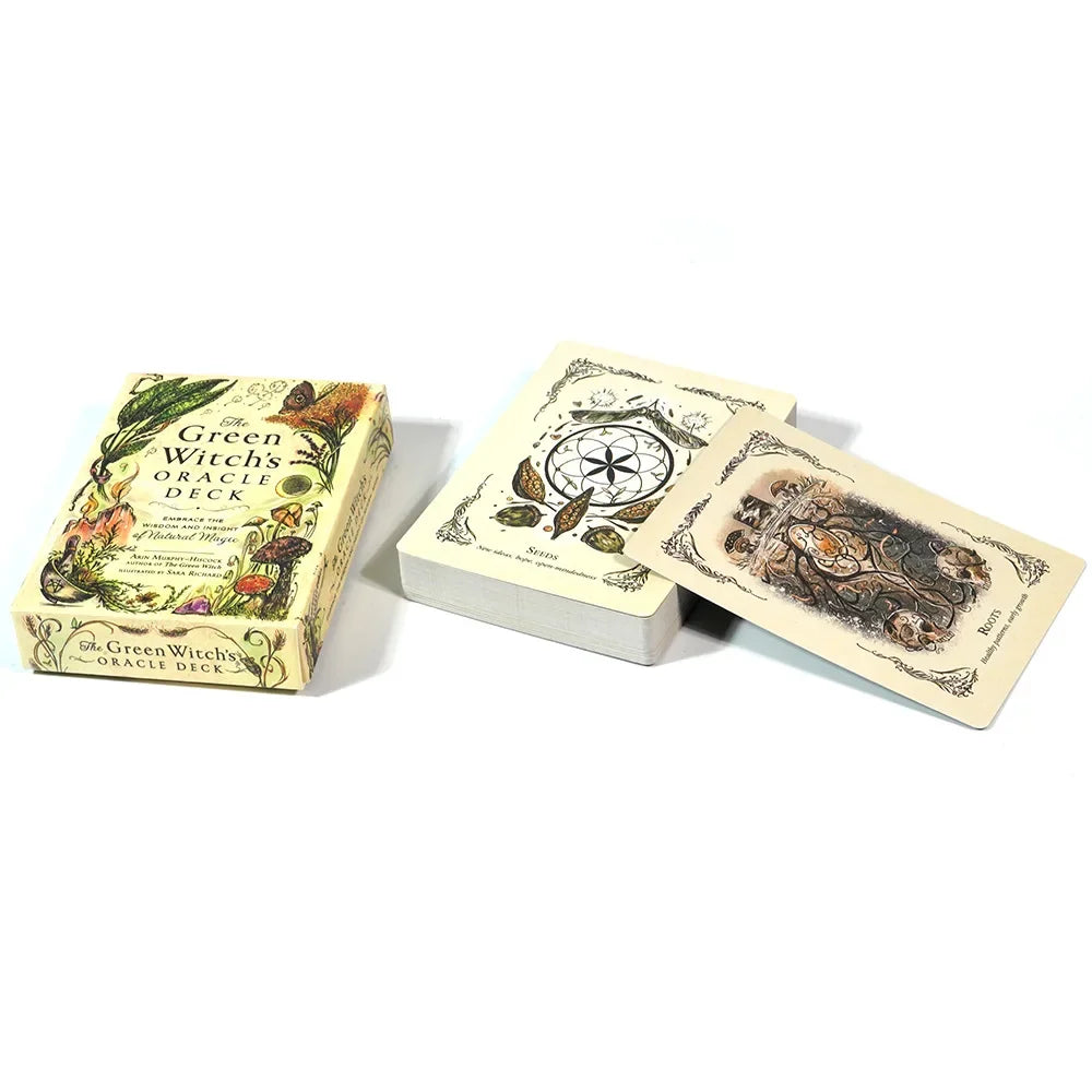 A set of five decks of The Green Witch's Oracle Deck featuring natural magic and intuitive guidance.