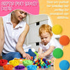 A young girl is shown interacting with a colorful pom-pom counting and sorting set for preschool children.