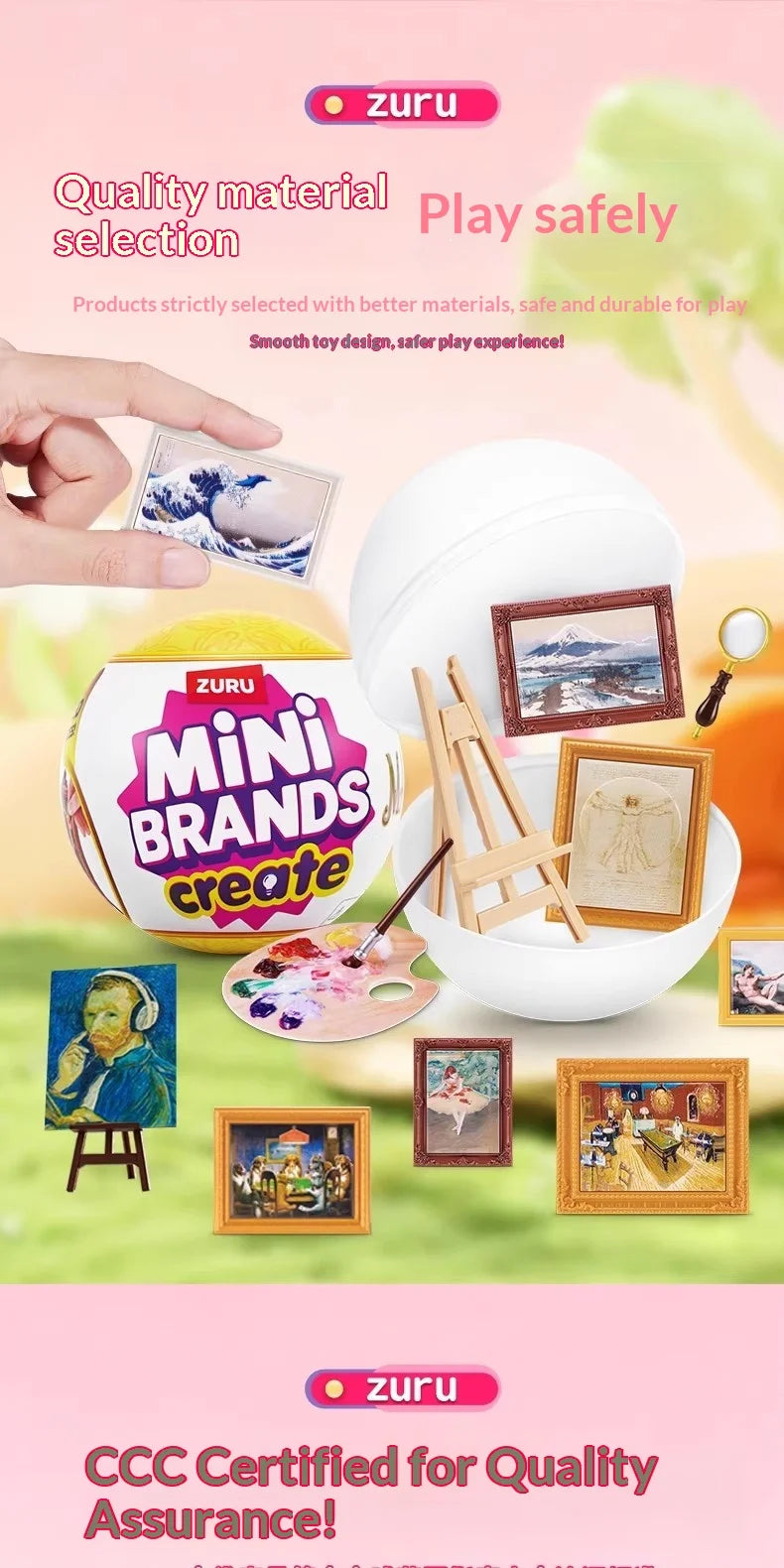 ZURU Mini Brands create products including paint, wooden toys, and framed art pieces.